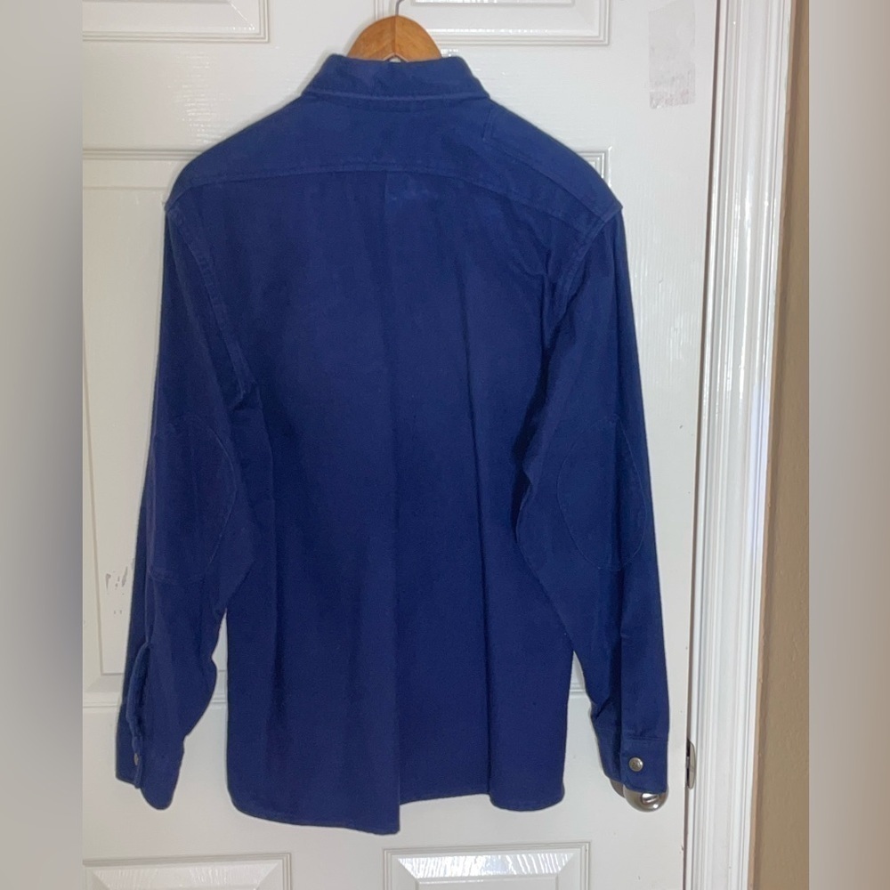 Eddie Bauer Men Snap Shirt XLarge Blue 70 Flannel Cargo Pockets Cotton Collar‍‍﻿ - Picture 7 of 11